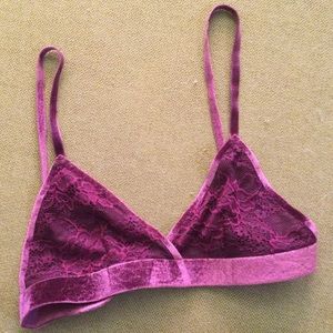 Burgundy Lace & Velvet Bralette Sz Small